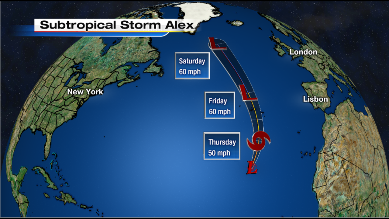 Subtropical Storm Alex upgraded to hurricane